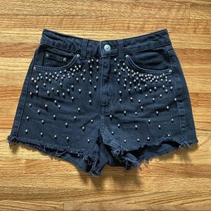 Topshop Studded Denim Shorts